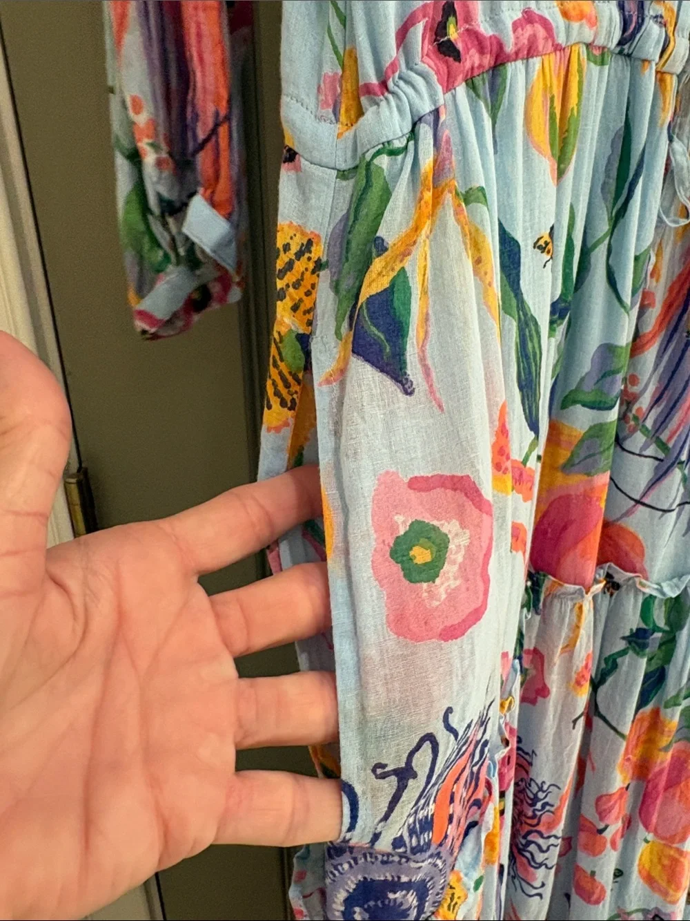 Banjanan Light Blue Maxi Dress with Multicolor Tropical Print - Picture 4 of 4